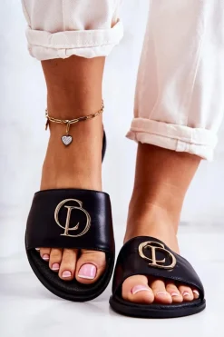 Boto Klapki Damskie Klasyczne*Skórzane Damskie Klapki Nicole 2735 Czarne