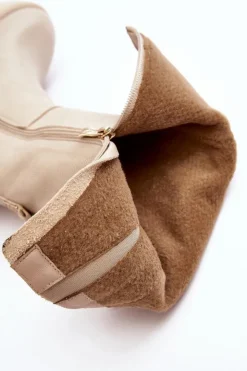 Damskie Boto Skórzane Damskie Kozaki Przed Kolano Lemar Jasnobeżowe Malayah