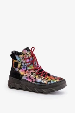 Damskie Maciejka Skórzane Damskie Ocieplane Botki 06146-39 Multikolor