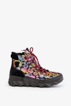 Damskie Maciejka Skórzane Damskie Ocieplane Botki 06146-39 Multikolor