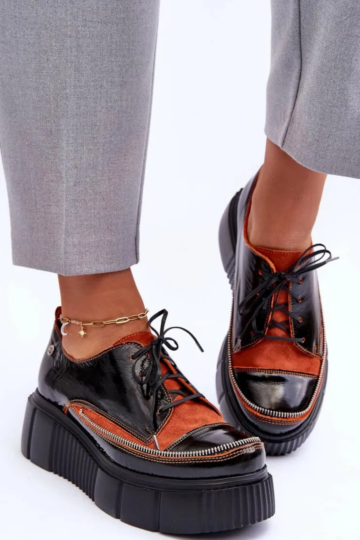 Maciejka Półbuty Skórzane*Skórzane Damskie Półbuty 50740-18 Czarne