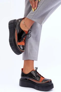 Maciejka Półbuty Skórzane*Skórzane Damskie Półbuty 50740-18 Czarne