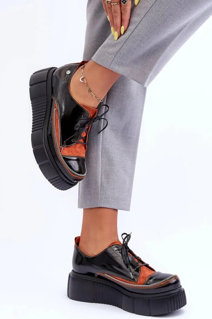 Maciejka Półbuty Skórzane*Skórzane Damskie Półbuty 50740-18 Czarne