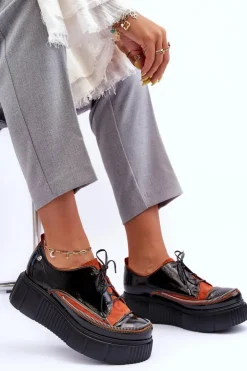 Maciejka Półbuty Skórzane*Skórzane Damskie Półbuty 50740-18 Czarne