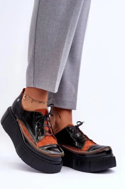 Maciejka Półbuty Skórzane*Skórzane Damskie Półbuty 50740-18 Czarne