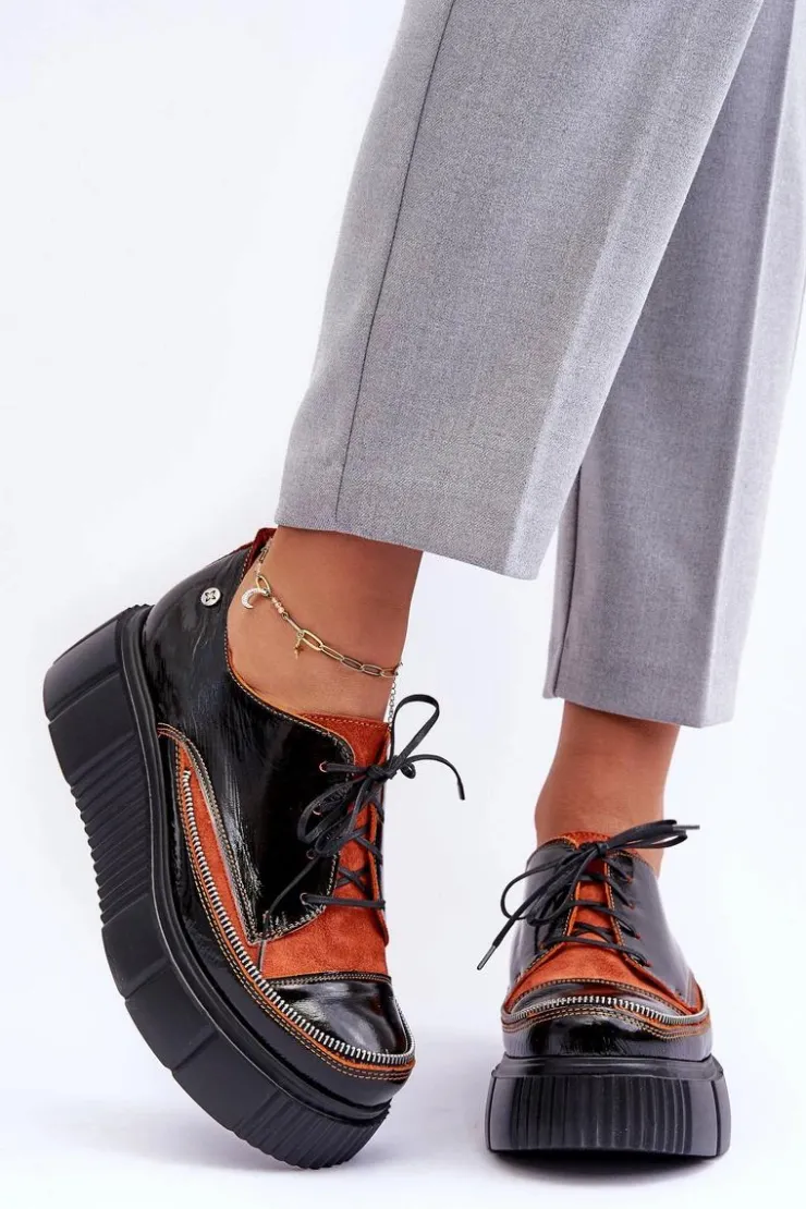 Maciejka Półbuty Skórzane*Skórzane Damskie Półbuty 50740-18 Czarne