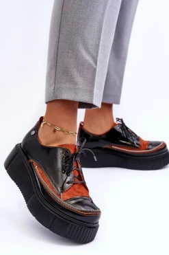 Maciejka Półbuty Skórzane*Skórzane Damskie Półbuty 50740-18 Czarne