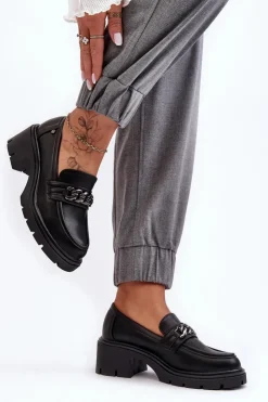 Boto Mokasyny Damskie Lakierowane*Skórzane Damskie Półbuty Na Niskim Obcasie Czarne Blimma