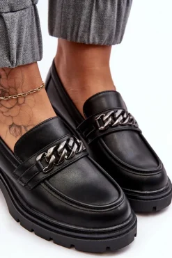 Boto Mokasyny Damskie Lakierowane*Skórzane Damskie Półbuty Na Niskim Obcasie Czarne Blimma