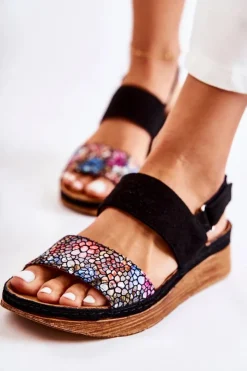 Maciejka Skórzane Damskie Sandały 04142-20 Czarne