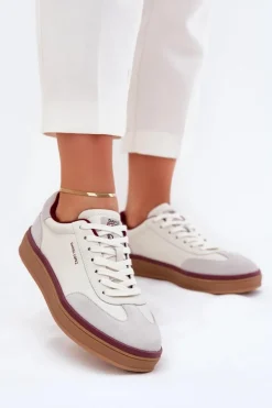 Damskie Daniel Lopez Just Dare Skórzane Damskie Sneakersy SS2D4008 Biało-Szare