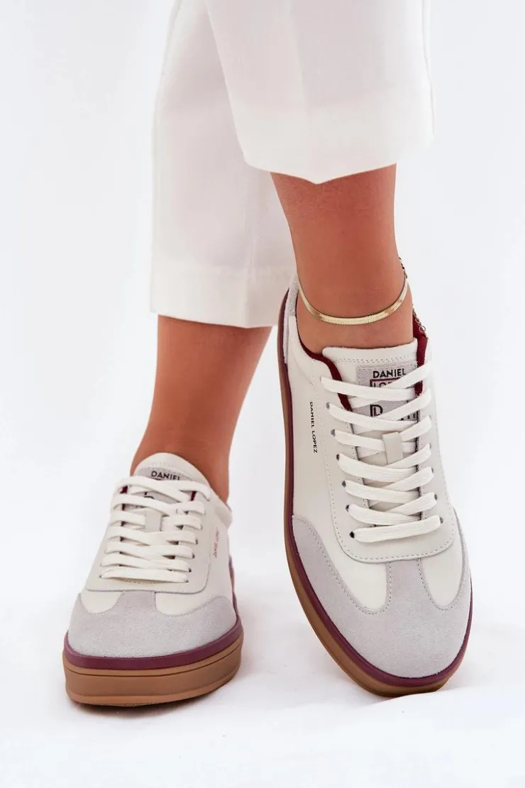 Damskie Daniel Lopez Just Dare Skórzane Damskie Sneakersy SS2D4008 Biało-Szare