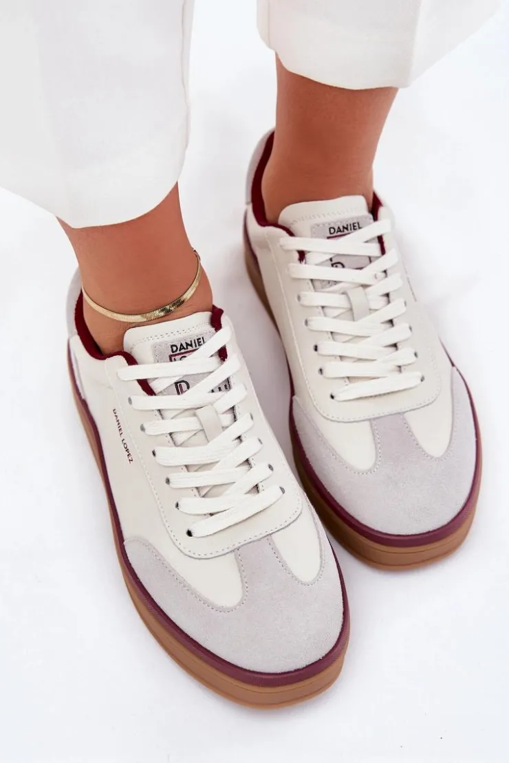 Damskie Daniel Lopez Just Dare Skórzane Damskie Sneakersy SS2D4008 Biało-Szare