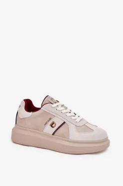 Damskie Daniel Lopez Just Dare Skórzane Damskie Sneakersy Na Platformie SS2D4003 Beżowe