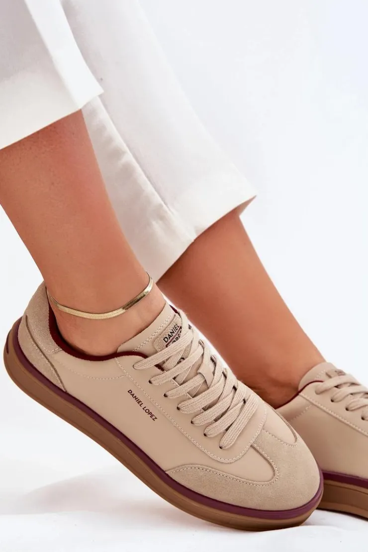 Damskie Daniel Lopez Just Dare Skórzane Damskie Sneakersy SS2D4007 Beżowe