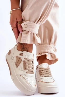 Boto Sneakersy Damskie*Skórzane Damskie Sportowe Buty Beżowe Nancey