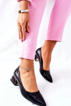 Damskie Damskie buty S.Barski Skórzane Eleganckie Czółenka Czarne Samira