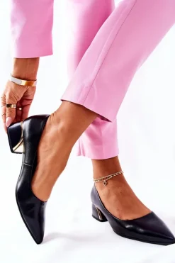 Damskie Damskie buty S.Barski Skórzane Eleganckie Czółenka Czarne Samira