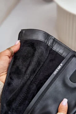 Damskie Damskie buty S.Barski Skórzane Eleganckie Kozaki Na Słupku Ocieplane D&A JC42-39 Czarne