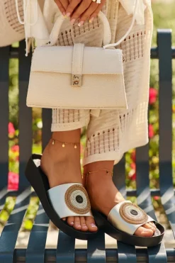 Damskie Damskie buty S.Barski Skórzane Klapki Damskie Z Ozdobą S.Barski KV27-019 Złote