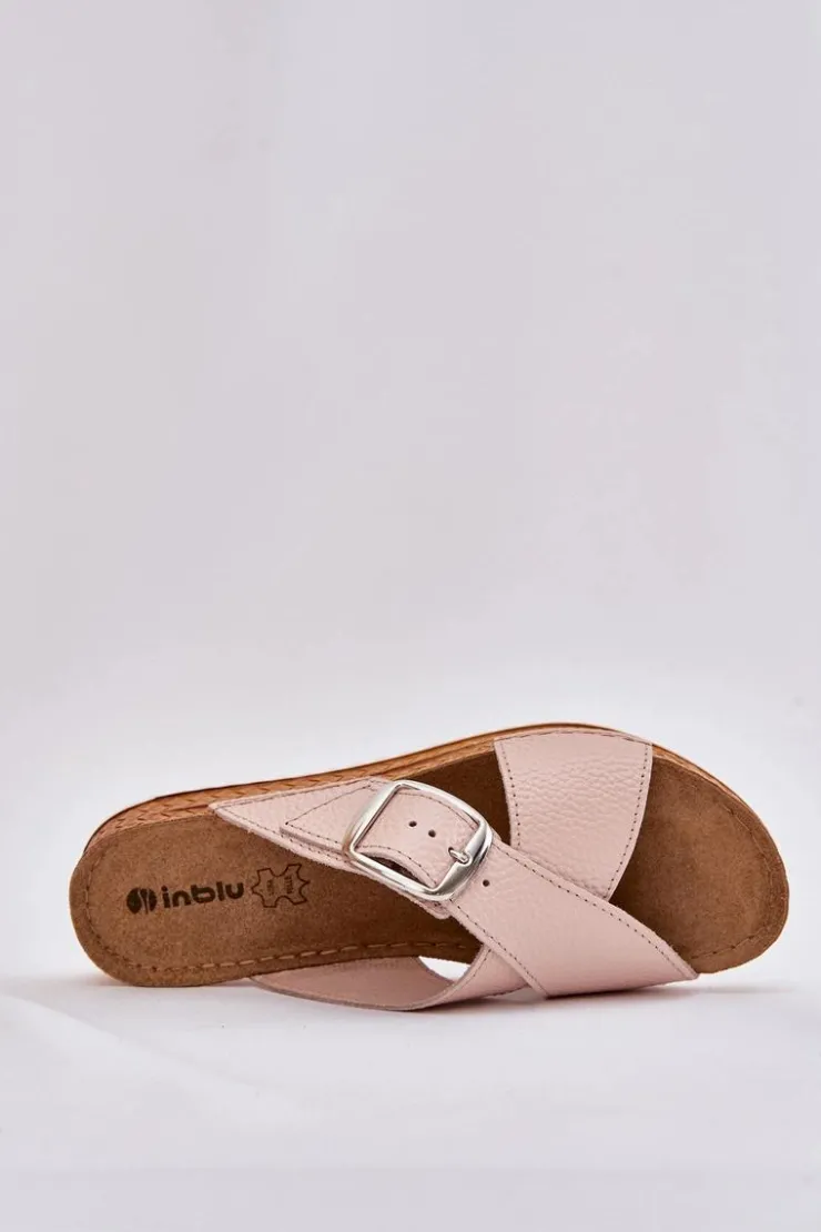 Damskie INBLU Skórzane Klapki Damskie Z Klamrą VO0004GU Różowe