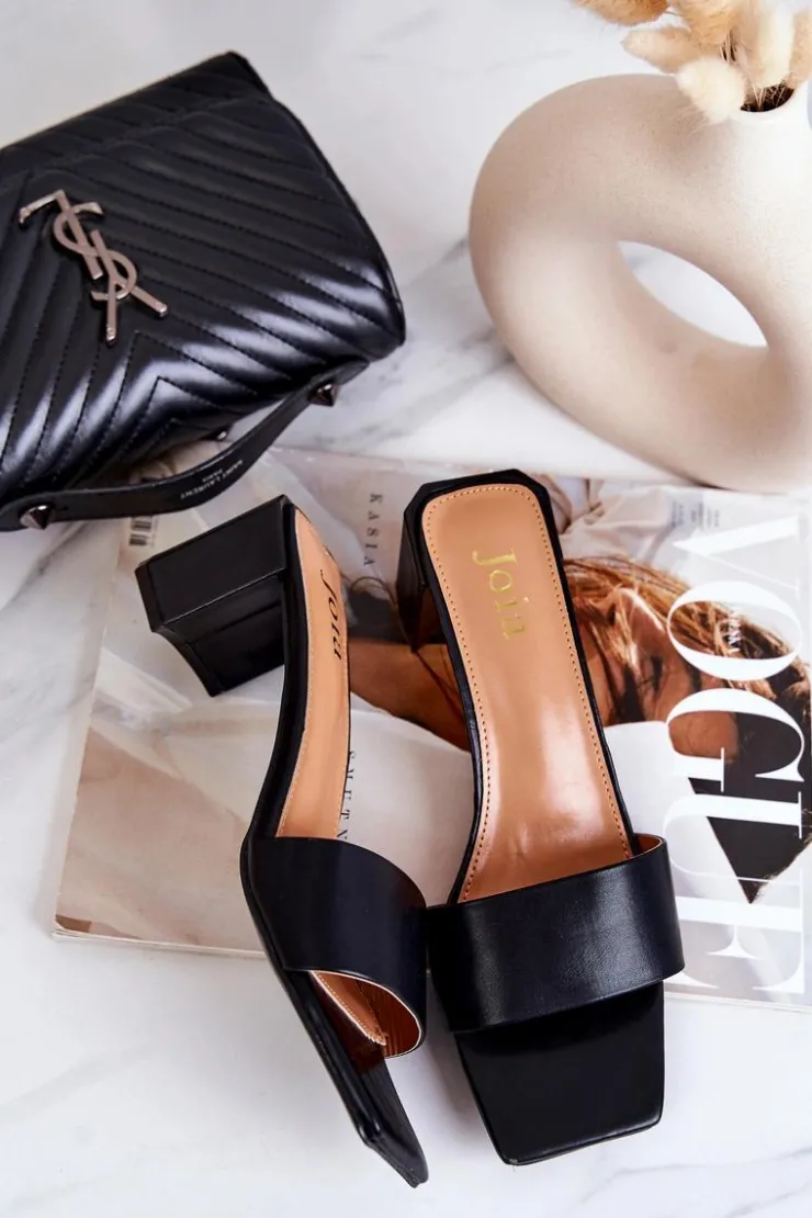 Boto Klapki Na Obcasie|Klapki Damskie Klasyczne*Skórzane Klapki Na Obcasie Czarne Netty