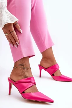 Boto Klapki Na Obcasie|Klapki Damskie Klasyczne*Skórzane Klapki Na Szpilce Fuksja Aveline