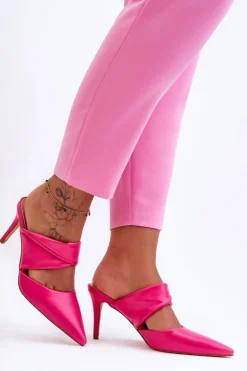 Boto Klapki Na Obcasie|Klapki Damskie Klasyczne*Skórzane Klapki Na Szpilce Fuksja Aveline