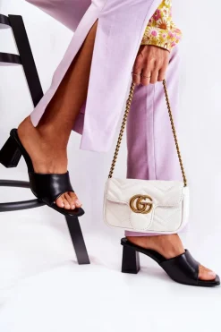 Boto Klapki Na Obcasie|Klapki Damskie Klasyczne*Skórzane Klasyczne Klapki Na Obcasie Czarne Talena