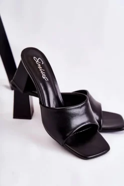 Boto Klapki Na Obcasie|Klapki Damskie Klasyczne*Skórzane Klasyczne Klapki Na Obcasie Czarne Talena