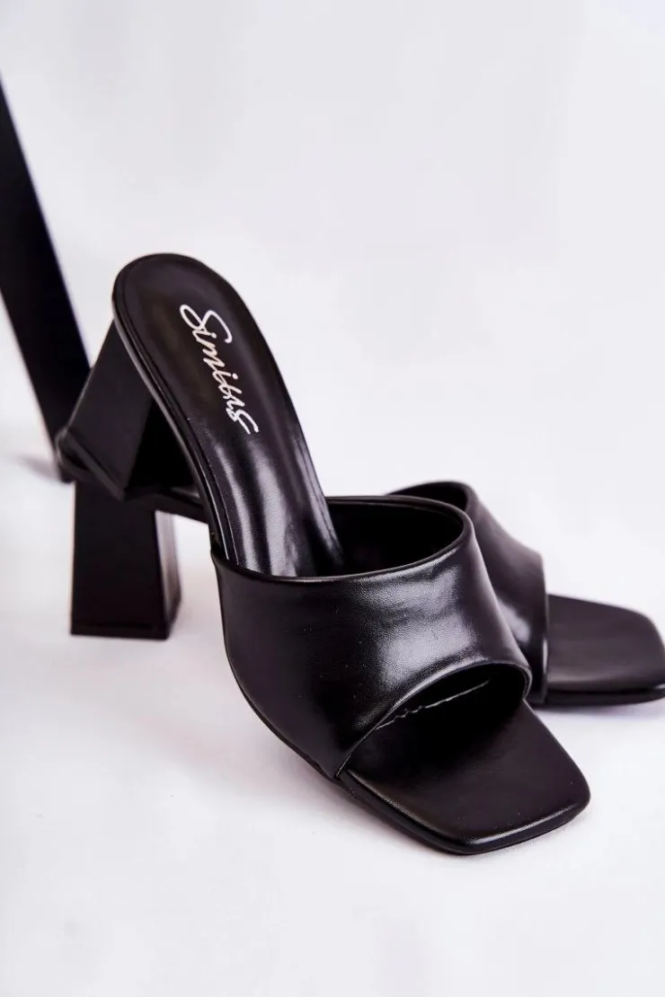 Boto Klapki Na Obcasie|Klapki Damskie Klasyczne*Skórzane Klasyczne Klapki Na Obcasie Czarne Talena