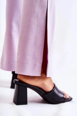 Boto Klapki Na Obcasie|Klapki Damskie Klasyczne*Skórzane Klasyczne Klapki Na Obcasie Czarne Talena