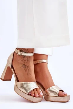 Sale Boto Skórzane Klasyczne Sandały Na Platformie Złote Classy