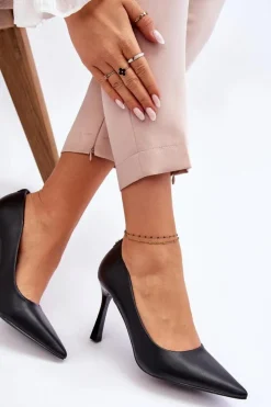 Buty damskie Vinceza Czółenka Klasyczne*Skórzane Klasyczne Szpilki Czarne Kelsey