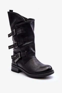 Boto Kozaki Płaskie|Kozaki Przed Kolano*Skórzane Kozaki Damskie Na Płaskim Obcasie Czarne Nyreo