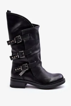 Boto Kozaki Płaskie|Kozaki Przed Kolano*Skórzane Kozaki Damskie Na Płaskim Obcasie Czarne Nyreo