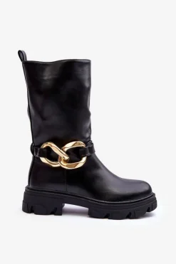 Boto Kozaki Płaskie|Kozaki Przed Kolano*Skórzane Kozaki Na Płaskim Obcasie Czarne Diominna