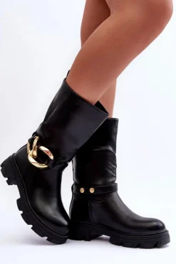 Boto Kozaki Płaskie|Kozaki Przed Kolano*Skórzane Kozaki Na Płaskim Obcasie Czarne Diominna