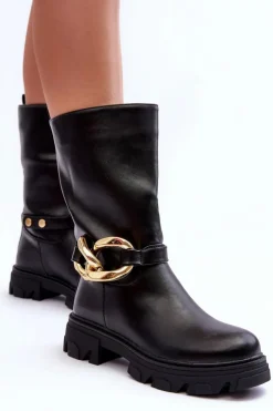 Boto Kozaki Płaskie|Kozaki Przed Kolano*Skórzane Kozaki Na Płaskim Obcasie Czarne Diominna