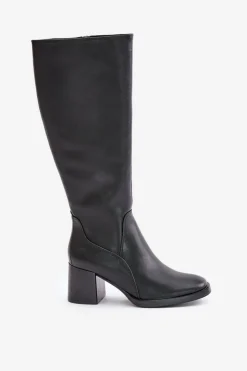 Buty Sergio Leone Kozaki Przed Kolano|Kozaki Na Obcasie*Skórzane Kozaki Na Słupku Przed Kolano Ocieplane Sergio Leone KZ231-S Czarne