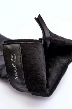 Damskie Boto Skórzane Kozaki Na Szpilce Przed Kolano Czarne Serpens