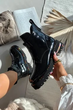 Clearance Artiker Skórzane Lakierowane Botki Damskie 57C0065 Szare