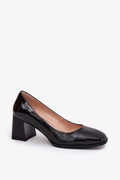 Damskie Buty damskie Vinceza Skórzane Lakierowane Czółenka Na Słupku Vinceza 91130 Czarne