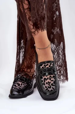 Damskie Buty damskie Vinceza Skórzane Lakierowane Mokasyny Z Siateczką Vinceza 31931 Czarne