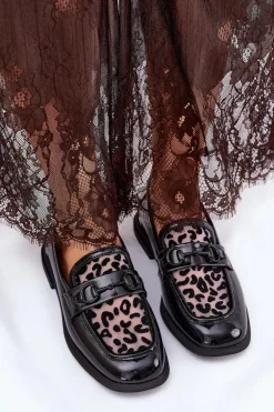 Damskie Buty damskie Vinceza Skórzane Lakierowane Mokasyny Z Siateczką Vinceza 31931 Czarne