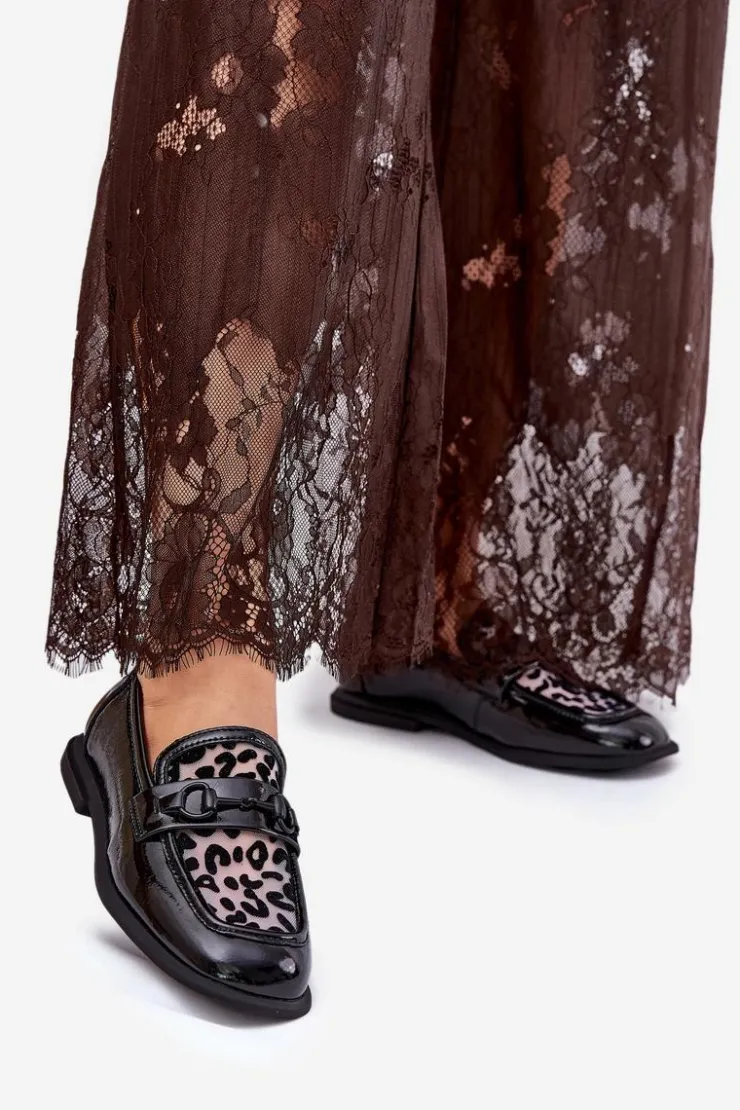 Damskie Buty damskie Vinceza Skórzane Lakierowane Mokasyny Z Siateczką Vinceza 31931 Czarne