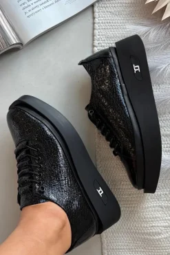 Discount Artiker Skórzane Lakierowane Półbuty Damskie Na Platformie 57C2041 Czarne