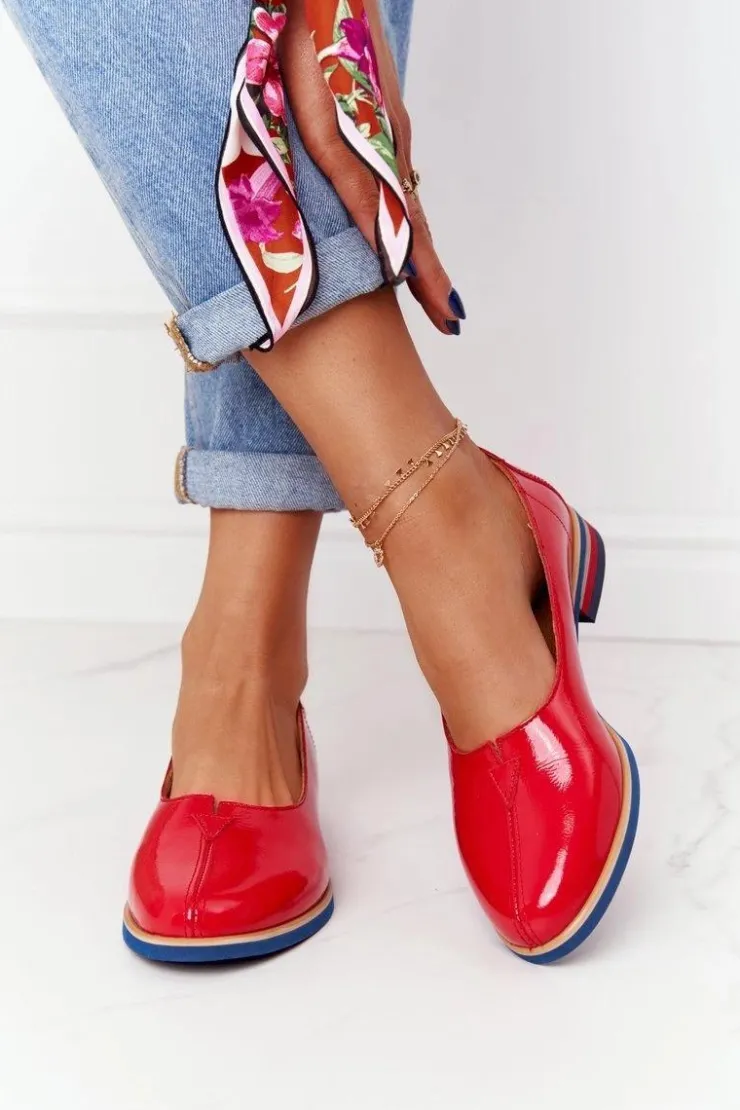 Maciejka Półbuty Lakierowane|Półbuty Skórzane*Skórzane Lakierowane Półbuty 05035-08 Czerwone