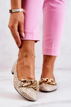 Boto Czółenka Na Słupku|Czółenka Klasyczne*Skórzane Lakierowane Wężowe Czółenka Beżowe Elissabeth