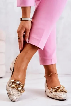 Boto Czółenka Na Słupku|Czółenka Klasyczne*Skórzane Lakierowane Wężowe Czółenka Beżowe Elissabeth